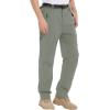 imageTBMPOY Mens Lightweight Hiking Pants with Belt 5 Zip Pockets Waterproof QuickDry Travel Fishing Work Outdoor PantsA5thin Sage Green