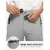 imageTBMPOY Mens Lightweight Hiking Pants with Belt 5 Zip Pockets Waterproof QuickDry Travel Fishing Work Outdoor PantsA7thin Light Gray