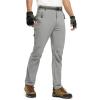 imageTBMPOY Mens Lightweight Hiking Pants with Belt 5 Zip Pockets Waterproof QuickDry Travel Fishing Work Outdoor PantsA7thin Light Gray