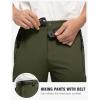 imageTBMPOY Mens Lightweight Hiking Pants with Belt 5 Zip Pockets Waterproof QuickDry Travel Fishing Work Outdoor PantsA8thin Green
