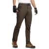 imageTBMPOY Mens Lightweight Hiking Pants with Belt 5 Zip Pockets Waterproof QuickDry Travel Fishing Work Outdoor PantsA9thin Brown