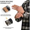 imageTBMPOY Mens Lightweight Hoodie Shirts Plaid Flannel Button Up Long Sleeve Pajamas with Pockets Hoodie Fall Casual OutfitsBlack Navy