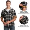 imageTBMPOY Mens Lightweight Hoodie Shirts Plaid Flannel Button Up Long Sleeve Pajamas with Pockets Hoodie Fall Casual OutfitsBlack Navy