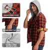 imageTBMPOY Mens Lightweight Hoodie Shirts Plaid Flannel Button Up Long Sleeve Pajamas with Pockets Hoodie Fall Casual OutfitsBlack Red