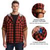 imageTBMPOY Mens Lightweight Hoodie Shirts Plaid Flannel Button Up Long Sleeve Pajamas with Pockets Hoodie Fall Casual OutfitsBlack Red