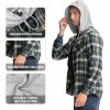 imageTBMPOY Mens Lightweight Hoodie Shirts Plaid Flannel Button Up Long Sleeve Pajamas with Pockets Hoodie Fall Casual OutfitsNavy Blue