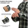 imageTBMPOY Mens Lightweight Hoodie Shirts Plaid Flannel Button Up Long Sleeve Pajamas with Pockets Hoodie Fall Casual OutfitsNavy Green