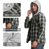 imageTBMPOY Mens Lightweight Hoodie Shirts Plaid Flannel Button Up Long Sleeve Pajamas with Pockets Hoodie Fall Casual OutfitsNavy Green