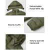 imageTBMPOY Mens Lightweight Puffer Jackets Detachable Hood WaterResistant Casual Winter Coat Hooded Insulated for Travel SkiArmy Green