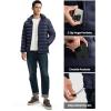 imageTBMPOY Mens Lightweight Puffer Jackets Detachable Hood WaterResistant Casual Winter Coat Hooded Insulated for Travel SkiNavy