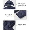 imageTBMPOY Mens Lightweight Puffer Jackets Detachable Hood WaterResistant Casual Winter Coat Hooded Insulated for Travel SkiNavy