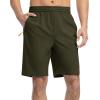 imageTBMPOY Mens Shorts 9quot Hiking Running Shorts Zipper Pockets Athletic Outdoor Sports Gym Workout Short 4 PocketsArmy Green