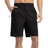 imageTBMPOY Mens Shorts 9quot Hiking Running Shorts Zipper Pockets Athletic Outdoor Sports Gym Workout Short 4 PocketsBlack