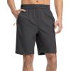 imageTBMPOY Mens Shorts 9quot Hiking Running Shorts Zipper Pockets Athletic Outdoor Sports Gym Workout Short 4 PocketsDark Grey