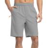 imageTBMPOY Mens Shorts 9quot Hiking Running Shorts Zipper Pockets Athletic Outdoor Sports Gym Workout Short 4 PocketsLight Grey