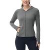 imageTBMPOY Womens Full Zip Hoodie Lightweight Athletic Jackets Slim Fit Workout Track Running Jacket with Thumb HolesGrey