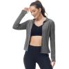 imageTBMPOY Womens Full Zip Hoodie Lightweight Athletic Jackets Slim Fit Workout Track Running Jacket with Thumb HolesGrey