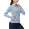 imageTBMPOY Womens Full Zip Hoodie Lightweight Athletic Jackets Slim Fit Workout Track Running Jacket with Thumb HolesLight Blue