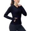imageTBMPOY Womens Full Zip Hoodie Lightweight Athletic Jackets Slim Fit Workout Track Running Jacket with Thumb HolesNavy