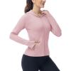imageTBMPOY Womens Full Zip Hoodie Lightweight Athletic Jackets Slim Fit Workout Track Running Jacket with Thumb HolesPink