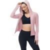 imageTBMPOY Womens Full Zip Hoodie Lightweight Athletic Jackets Slim Fit Workout Track Running Jacket with Thumb HolesPink