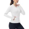 imageTBMPOY Womens Full Zip Hoodie Lightweight Athletic Jackets Slim Fit Workout Track Running Jacket with Thumb HolesWhite