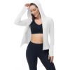 imageTBMPOY Womens Full Zip Hoodie Lightweight Athletic Jackets Slim Fit Workout Track Running Jacket with Thumb HolesWhite
