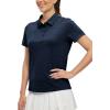 imageTBMPOY Womens Golf Polo Shirts Short Sleeve UPF 50 Dry Fit Athletic Tennis TShirts Zip Up Athletic Sports ShirtButton Navy Blue