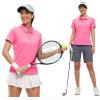 imageTBMPOY Womens Golf Polo Shirts Short Sleeve UPF 50 Dry Fit Athletic Tennis TShirts Zip Up Athletic Sports ShirtButton Rose Red