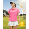 imageTBMPOY Womens Golf Polo Shirts Short Sleeve UPF 50 Dry Fit Athletic Tennis TShirts Zip Up Athletic Sports ShirtButton Rose Red