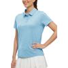 imageTBMPOY Womens Golf Polo Shirts Short Sleeve UPF 50 Dry Fit Athletic Tennis TShirts Zip Up Athletic Sports ShirtButton Sky Blue