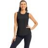 imageTBMPOY Womens Workout Tank Tops High Crew Neck Racerback Lightweight Muscle Dry Fit Tennis Sleeveless Athletic Running YogaBlack