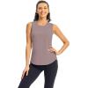 imageTBMPOY Womens Workout Tank Tops High Crew Neck Racerback Lightweight Muscle Dry Fit Tennis Sleeveless Athletic Running YogaDark Purple