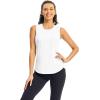 imageTBMPOY Womens Workout Tank Tops High Crew Neck Racerback Lightweight Muscle Dry Fit Tennis Sleeveless Athletic Running YogaWhite