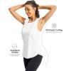 imageTBMPOY Womens Workout Tank Tops High Crew Neck Racerback Lightweight Muscle Dry Fit Tennis Sleeveless Athletic Running YogaWhite