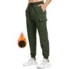 imageTBMPOY Mens Cargo Sweatpants Joggers Winter Fleece Lined Pants Gym Running Cotton Pants with Zipper PocketsArmy Green