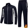 imageTBMPOY Mens Fleece Lined Tracksuits Sweatsuits 2 Piece Sets Winter Jogging Track Sweat Suits Thermal Casual OutfitsDark BlueLight Grey