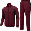 imageTBMPOY Mens Fleece Lined Tracksuits Sweatsuits 2 Piece Sets Winter Jogging Track Sweat Suits Thermal Casual OutfitsWine RedBlack