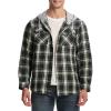 imageTBMPOY Mens Lightweight Hoodie Shirts Plaid Flannel Button Up Long Sleeve Pajamas with Pockets Hoodie Fall Casual OutfitsNavy Green