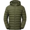 imageTBMPOY Mens Lightweight Puffer Jackets Detachable Hood WaterResistant Casual Winter Coat Hooded Insulated for Travel SkiArmy Green