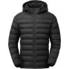 imageTBMPOY Mens Lightweight Puffer Jackets Detachable Hood WaterResistant Casual Winter Coat Hooded Insulated for Travel SkiBlack