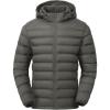 imageTBMPOY Mens Lightweight Puffer Jackets Detachable Hood WaterResistant Casual Winter Coat Hooded Insulated for Travel SkiDark Grey