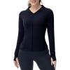 imageTBMPOY Womens Full Zip Hoodie Lightweight Athletic Jackets Slim Fit Workout Track Running Jacket with Thumb HolesNavy