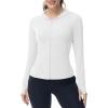 imageTBMPOY Womens Full Zip Hoodie Lightweight Athletic Jackets Slim Fit Workout Track Running Jacket with Thumb HolesWhite