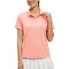 imageTBMPOY Womens Golf Polo Shirts Short Sleeve UPF 50 Dry Fit Athletic Tennis TShirts Zip Up Athletic Sports ShirtButton Pink