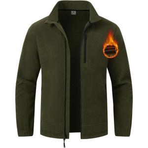 imageTBMPOY Mens Fleece Jackets Lightweight FullZip Fall Jacket Outdoor Hiking Warm Winter Coats with PocketsArmy Green