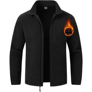 imageTBMPOY Mens Fleece Jackets Lightweight FullZip Fall Jacket Outdoor Hiking Warm Winter Coats with PocketsBlack