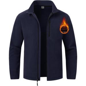 imageTBMPOY Mens Fleece Jackets Lightweight FullZip Fall Jacket Outdoor Hiking Warm Winter Coats with PocketsDark Blue