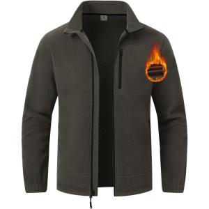 imageTBMPOY Mens Fleece Jackets Lightweight FullZip Fall Jacket Outdoor Hiking Warm Winter Coats with PocketsGray