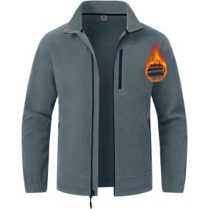 imageTBMPOY Mens Fleece Jackets Lightweight FullZip Fall Jacket Outdoor Hiking Warm Winter Coats with PocketsLight Blue